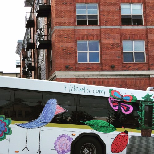 Bird on a bus in Bellingham